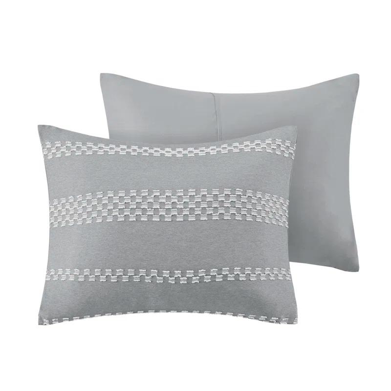 Madison Park Striped 5 Piece Clipped Jacquard Comforter Set with Throw Pillows