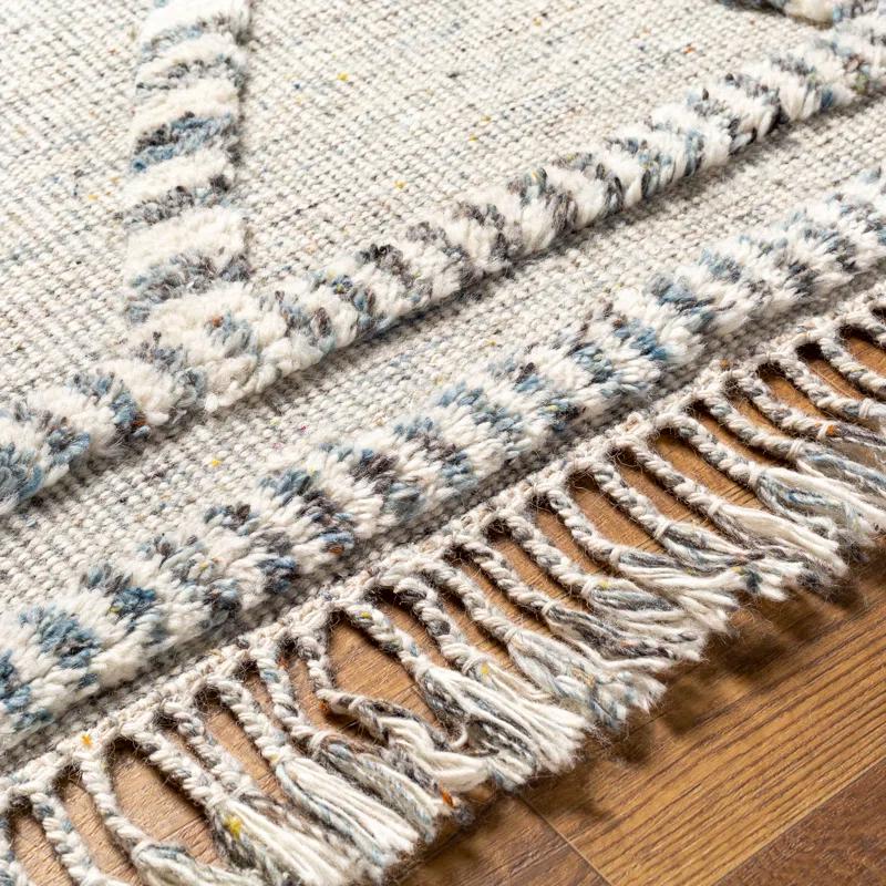 Leanna Moroccan Hand-Knotted Wool Light Gray/Ivory 2'x3' Area Rug