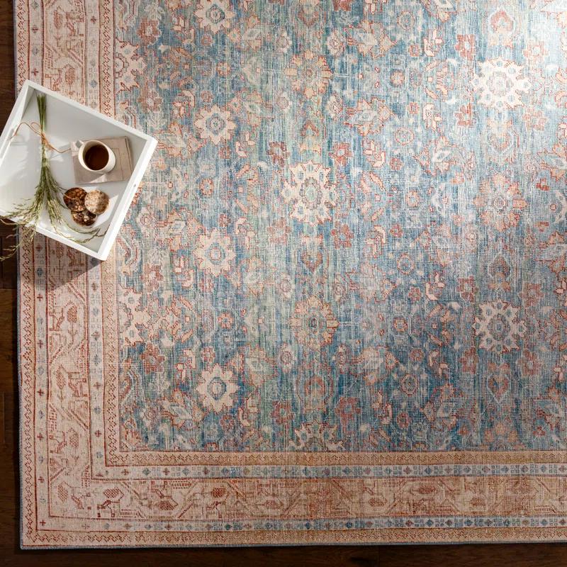 Emi Oriental Dark Blue/Brick Red/Cream Area Rug