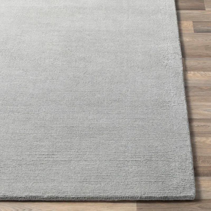 Handcrafted Gray Solid Wool Square 8' Area Rug