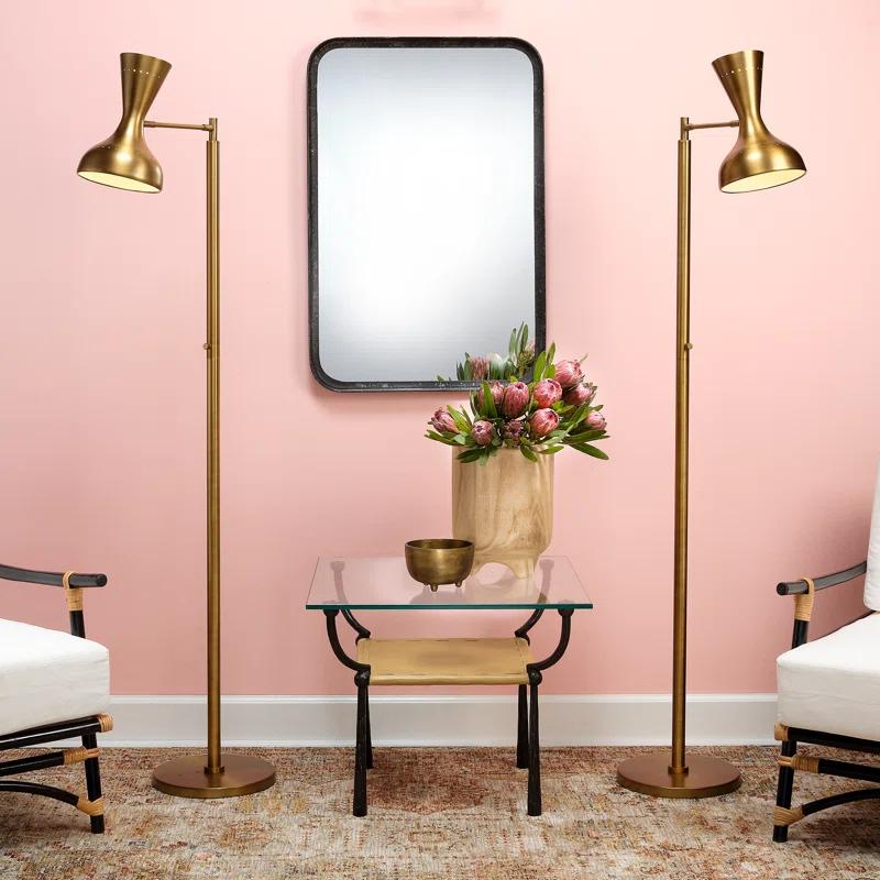 Elegant Rectangular Wood and Gold Dresser Mirror