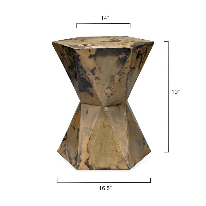 Cosmic Rustic Patina Iron Prism Side Table 19"x16.5"