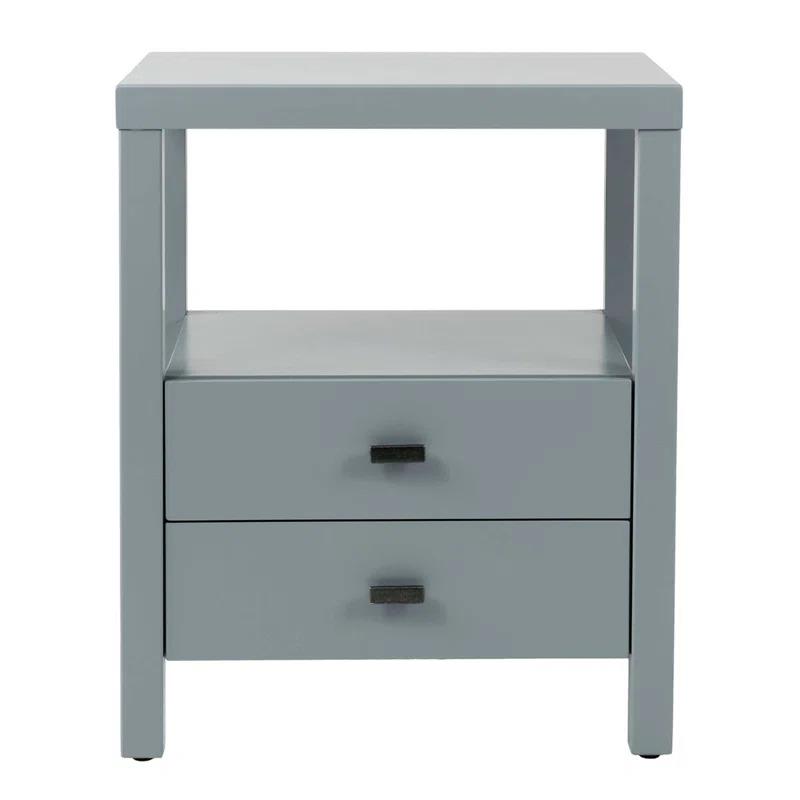 Easton Modern Gray Acacia Wood 2-Drawer Nightstand