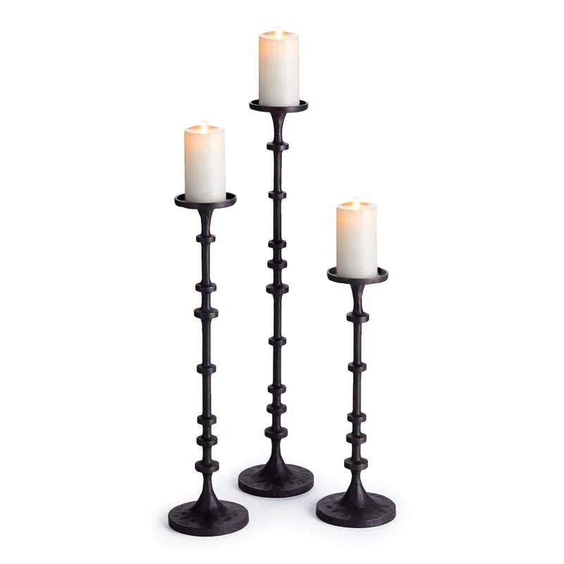 Abacus Oversized Candle Stands Trio in Modern Industrial Style
