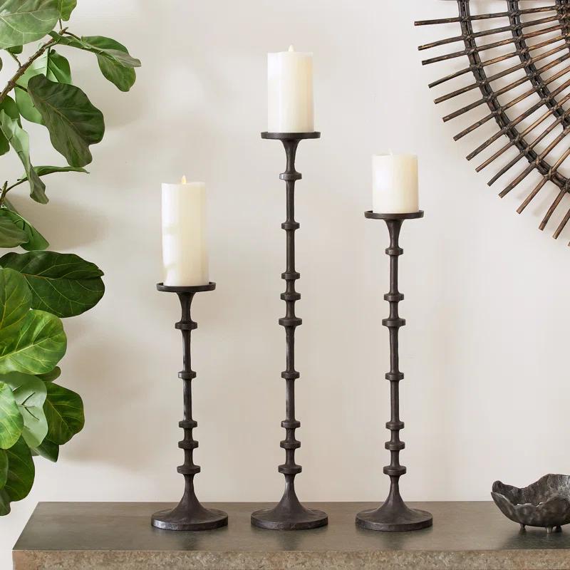 Abacus Oversized Candle Stands Trio in Modern Industrial Style