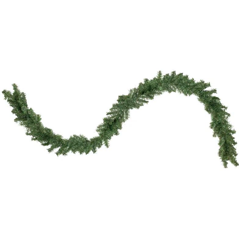 Lush Two-Tone Faux-Pine Outdoor Christmas Garland with Ribbon Accents