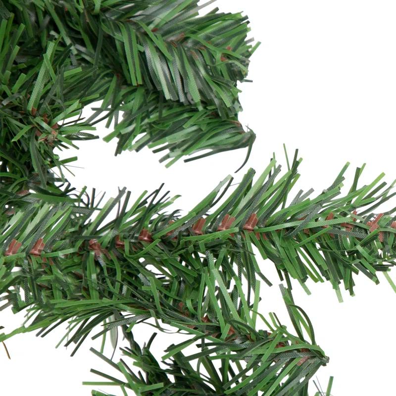 Lush Two-Tone Faux-Pine Outdoor Christmas Garland with Ribbon Accents