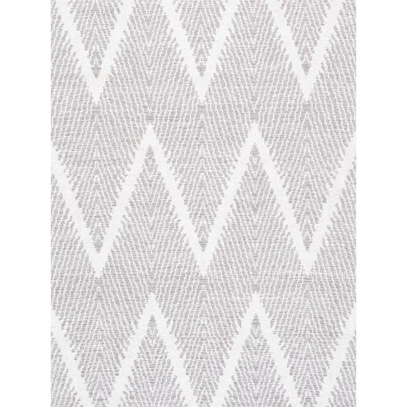 Contemporary Chevron Hand-Woven Cotton Rug, 5' x 8', Gray