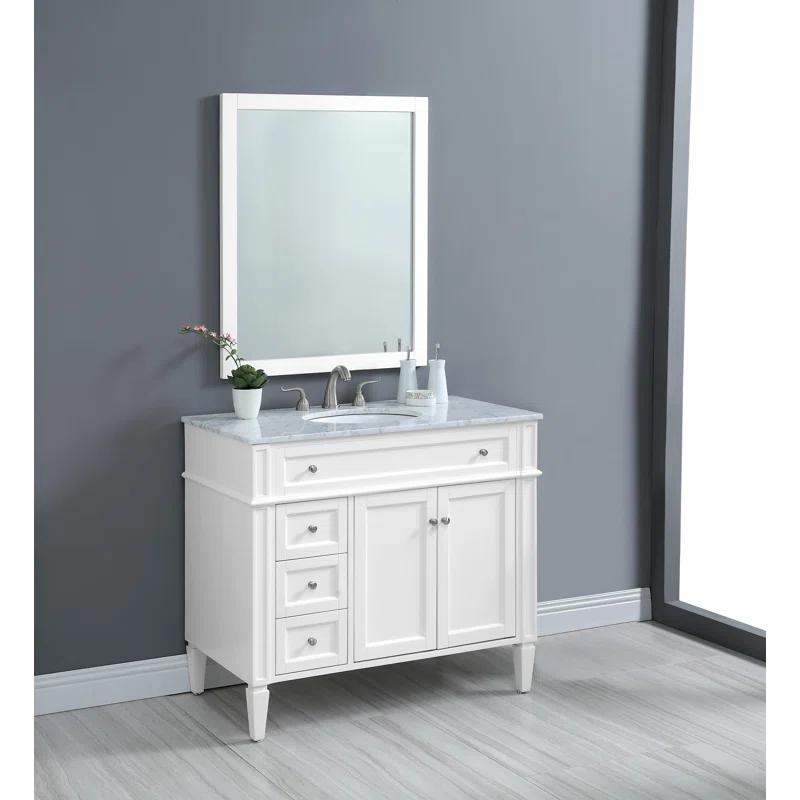 Elegant Park Avenue 40" White Marble Single Bathroom Vanity Set