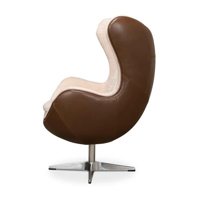 Sarreid Ltd Jacobean 34 inches Wide Top Grain Leather Balloon Chair | Wayfair