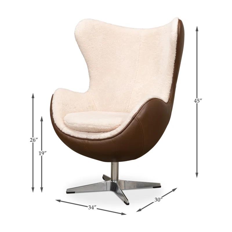 Sarreid Ltd Jacobean 34 inches Wide Top Grain Leather Balloon Chair | Wayfair