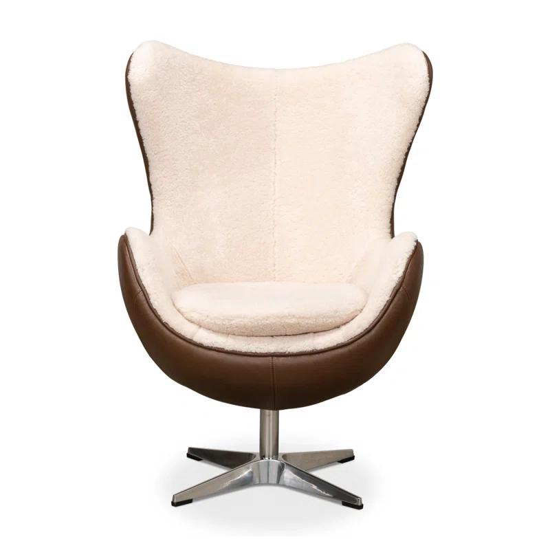 Sarreid Ltd Jacobean 34 inches Wide Top Grain Leather Balloon Chair | Wayfair