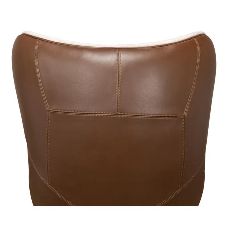 Sarreid Ltd Jacobean 34 inches Wide Top Grain Leather Balloon Chair | Wayfair