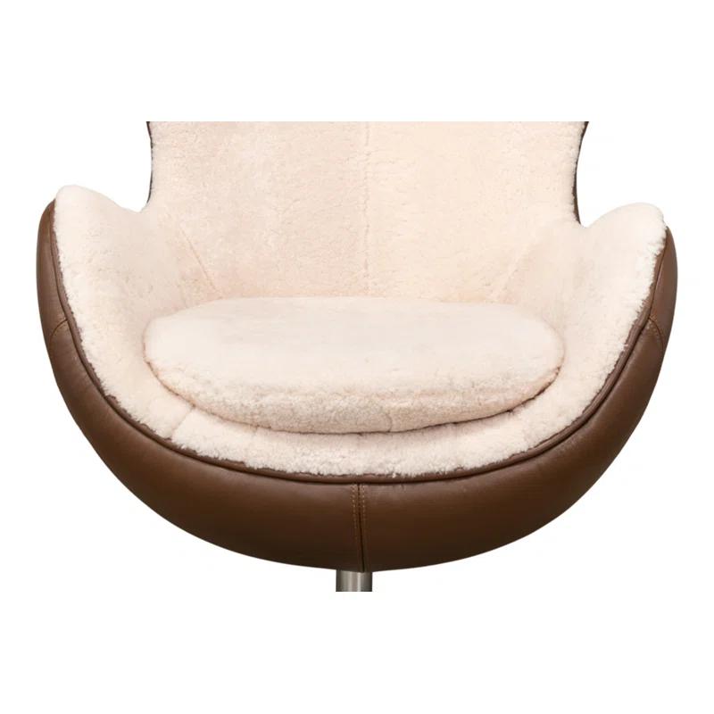 Sarreid Ltd Jacobean 34 inches Wide Top Grain Leather Balloon Chair | Wayfair
