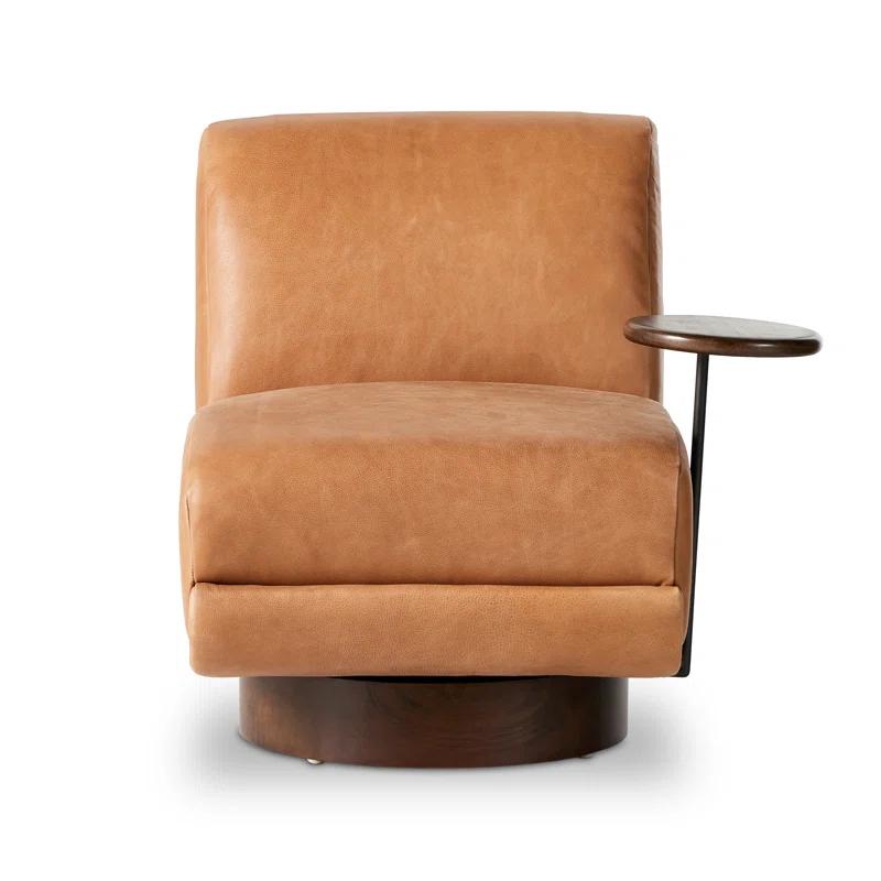 Bronwyn Almond Genuine Leather Swivel Side Chair