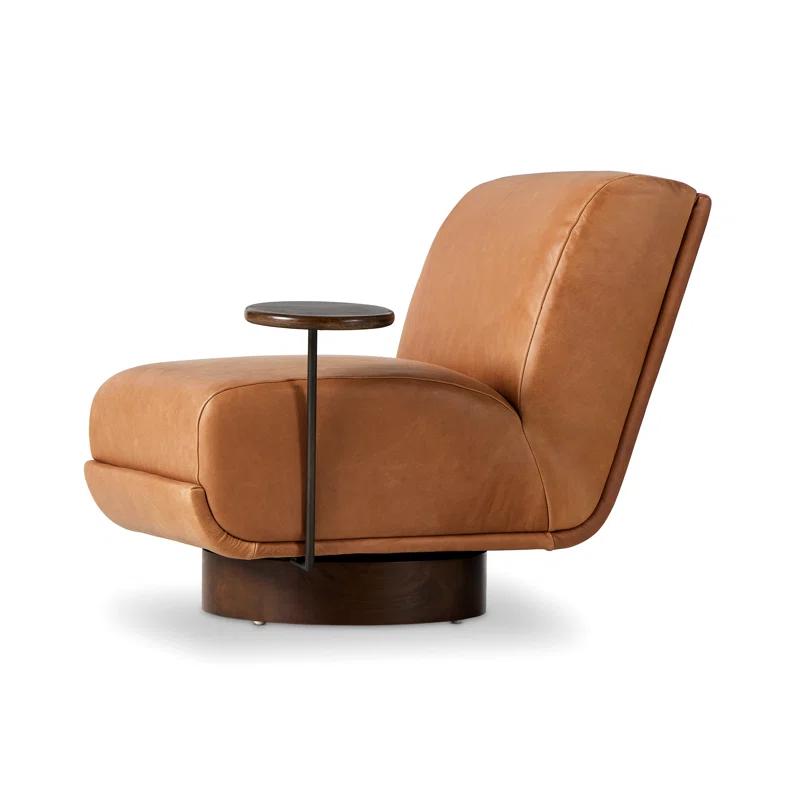 Bronwyn Almond Genuine Leather Swivel Side Chair