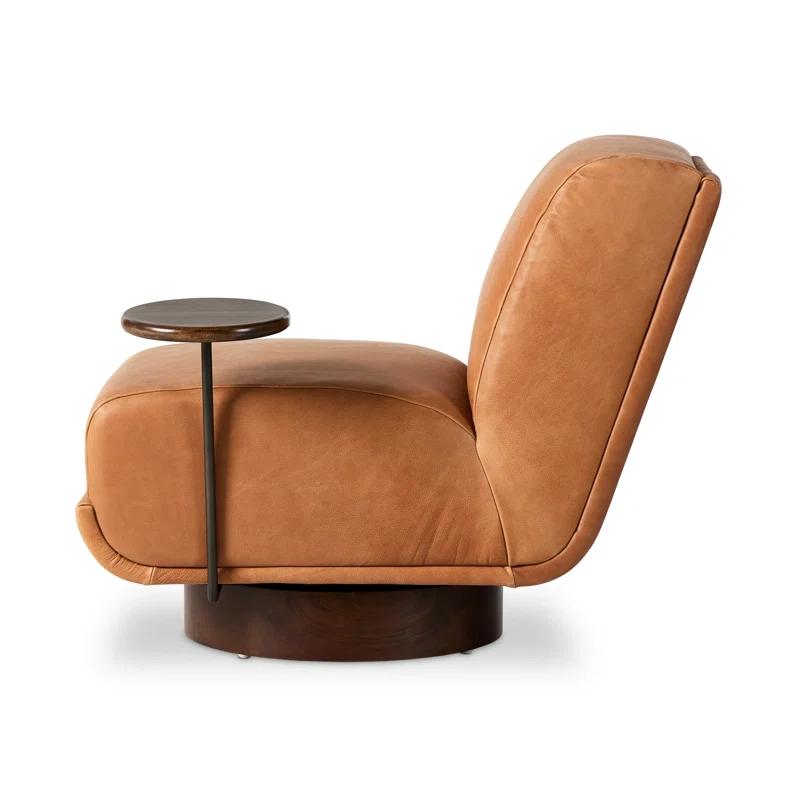 Bronwyn Almond Genuine Leather Swivel Side Chair