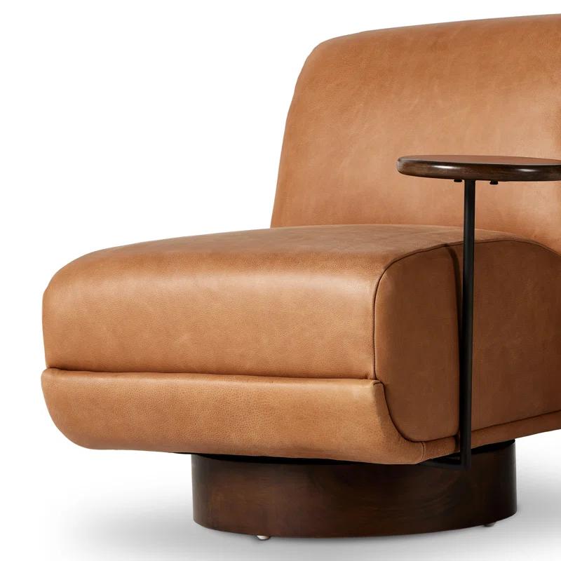 Bronwyn Almond Genuine Leather Swivel Side Chair