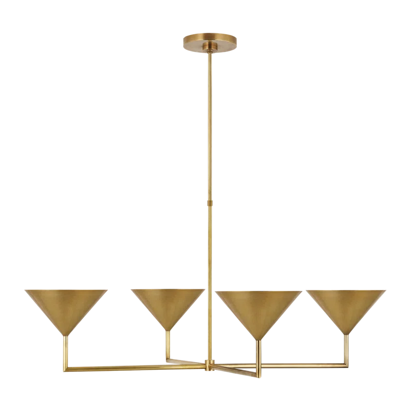 Orsay Sculptural Elegance 4-Arm Antique Brass Chandelier