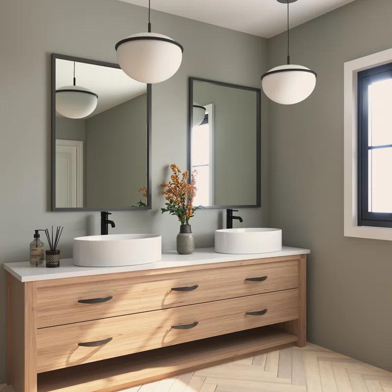 DeerValley 19.7'' x 14'' White Oval Vitreous China Vessel Bathroom Sink