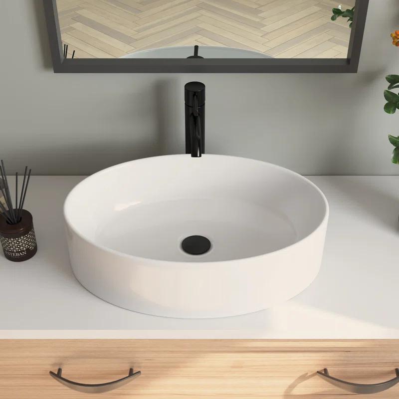 DeerValley 19.7'' x 14'' White Oval Vitreous China Vessel Bathroom Sink