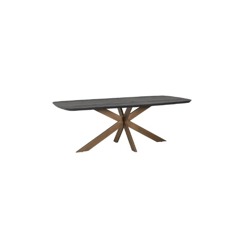 OROA Cambon Oak Oval Unfinished Solid Wood Top Metal Base Dining Table