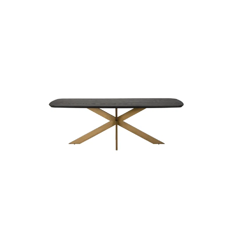 OROA Cambon Oak Oval Unfinished Solid Wood Top Metal Base Dining Table