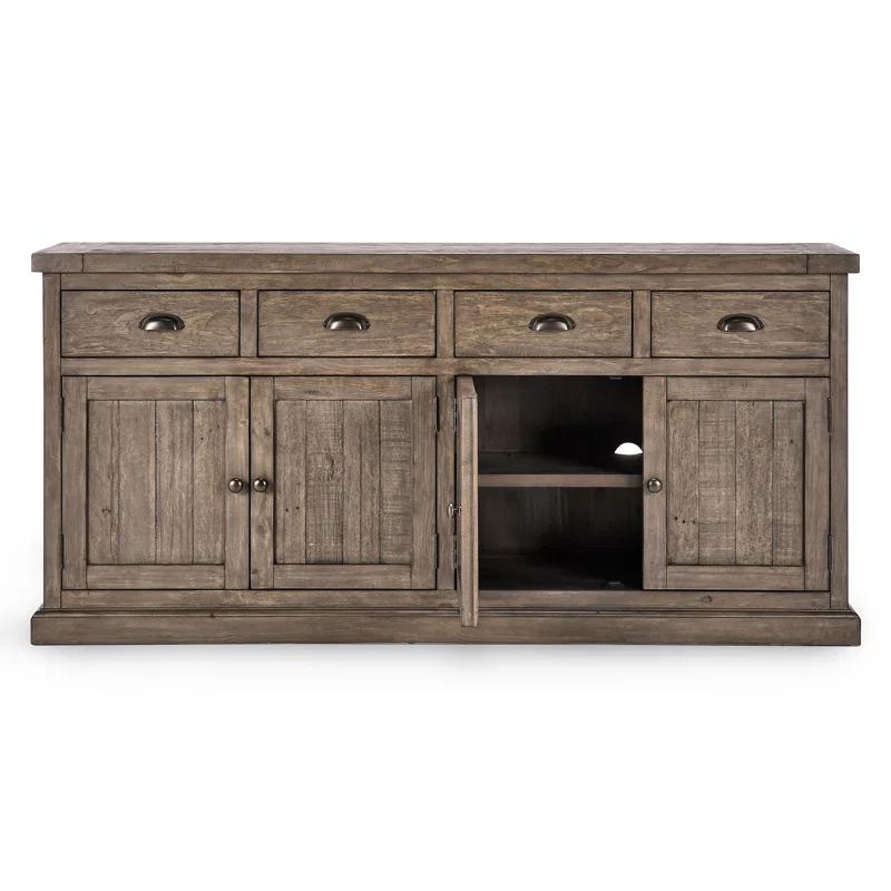 Quincy Reclaimed Pine 4-Drawer 4-Door Desert Grey Sideboard