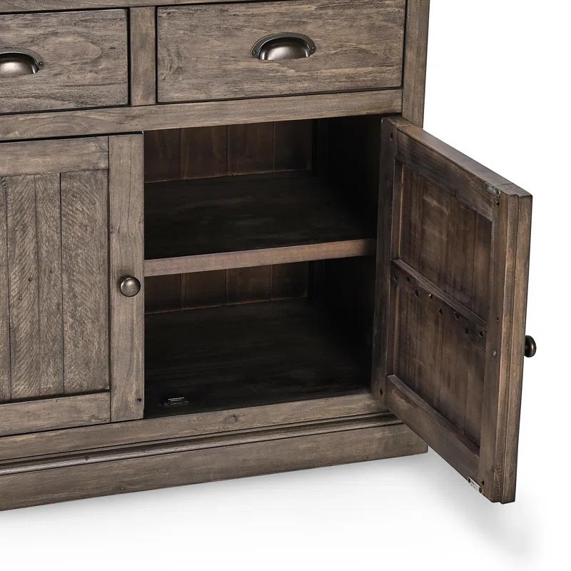 Quincy Reclaimed Pine 4-Drawer 4-Door Desert Grey Sideboard