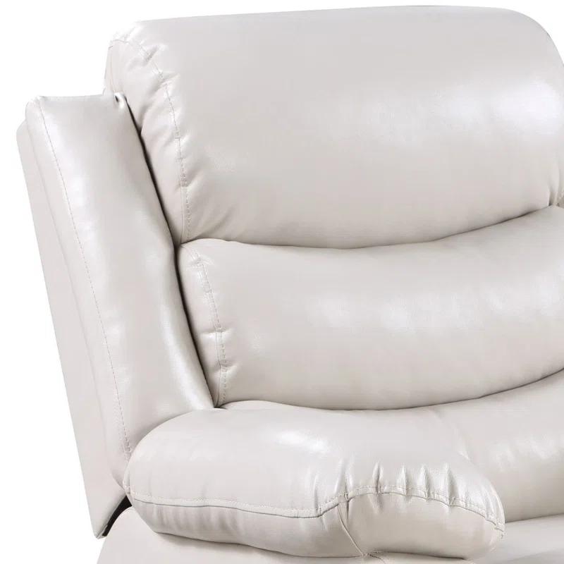 Cream Faux Leather Power Recliner with Pillow Top Arms