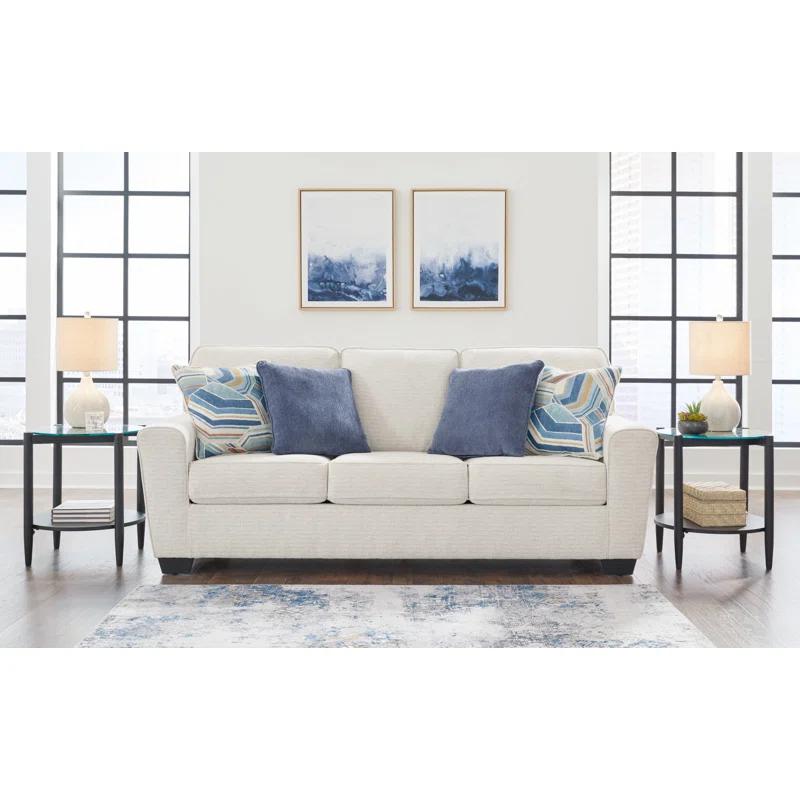 Cashton 87'' Contemporary White Fabric Sofa with Removable Cushions