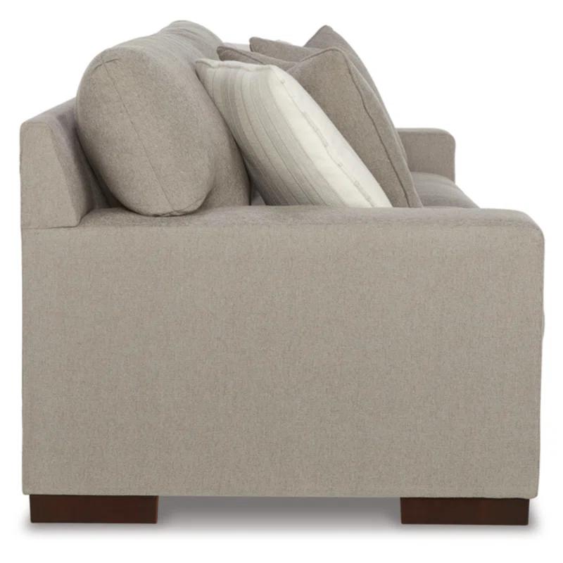 Modern Beige Polyester 96" Stationary Sofa with Reversible Cushions