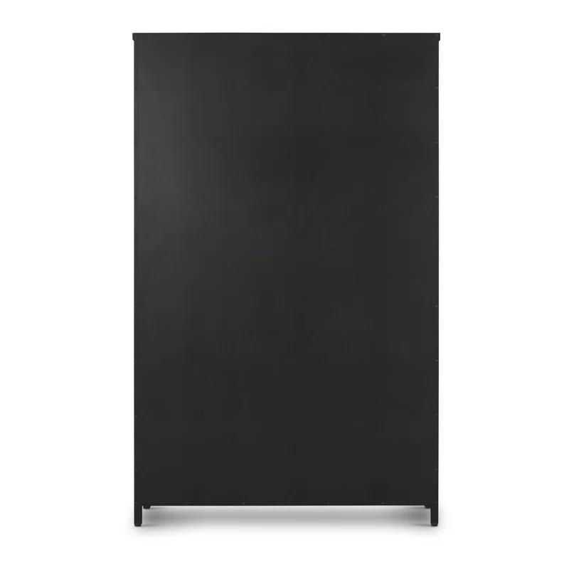 Contemporary Black and White Iron Glass Panel Curio Cabinet