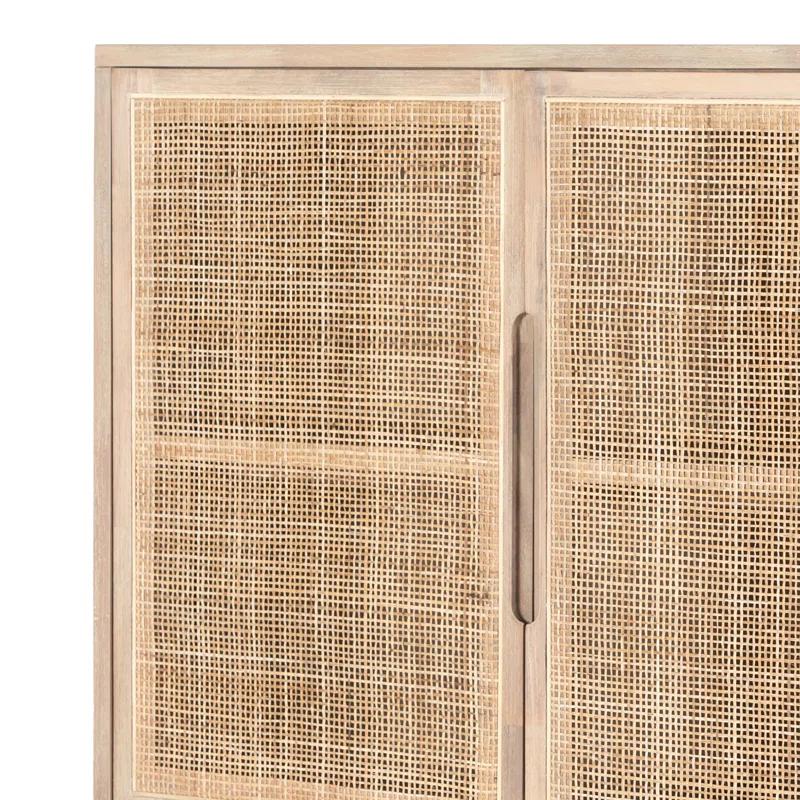 Clarita Mid-Century Modern White Wash Mango and Cane Cabinet