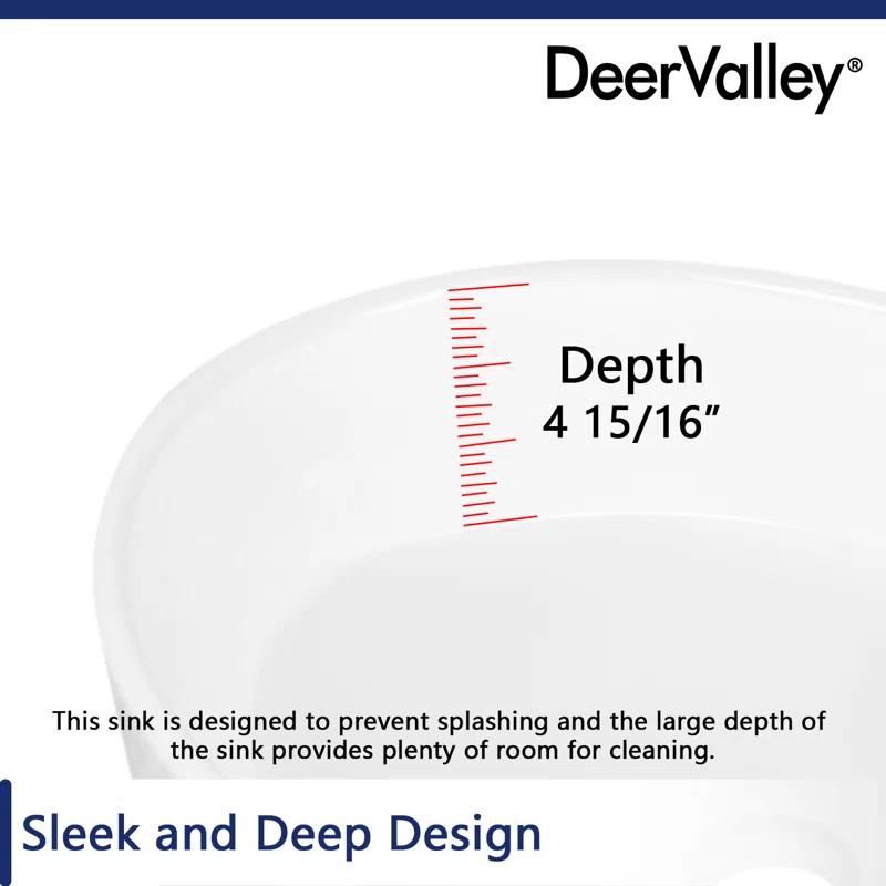 DeerValley 19.7'' x 14'' White Oval Vitreous China Vessel Bathroom Sink