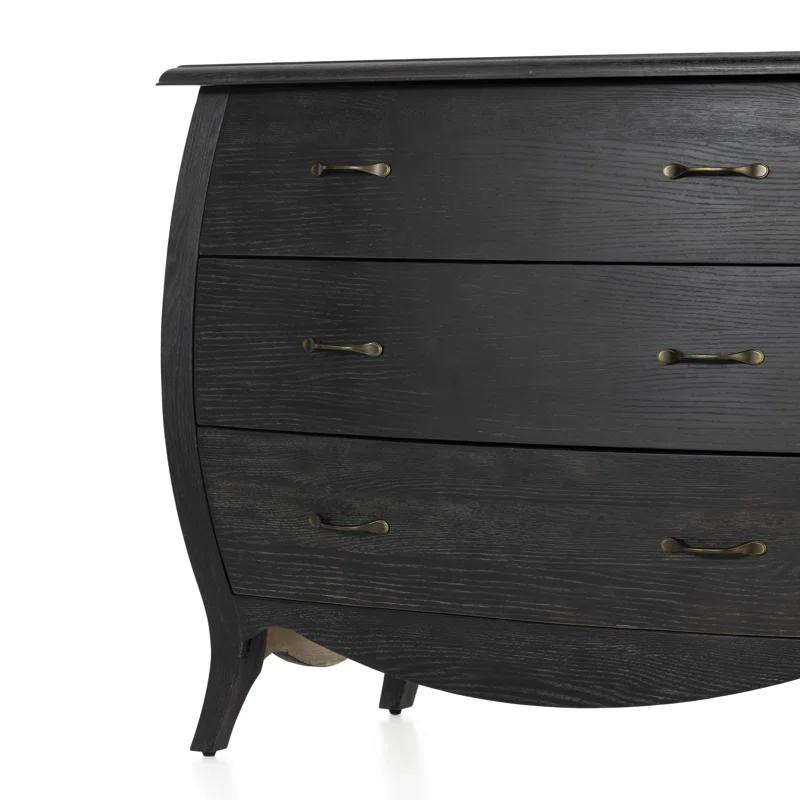 Antoinette Distressed Black Oak 3-Drawer Bombay Chest