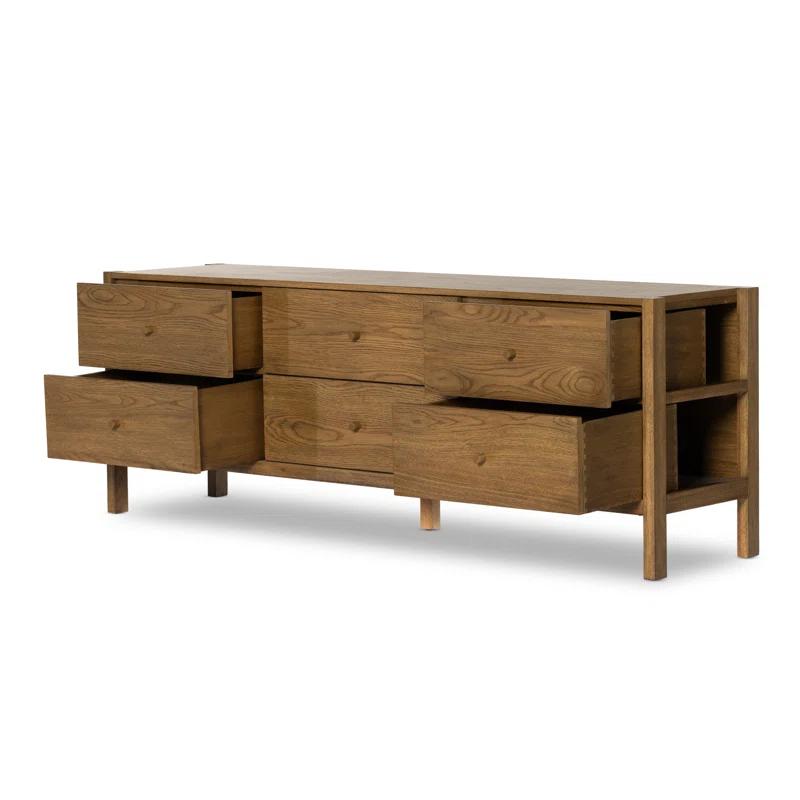 White Oak Midcentury Modern Media Console with Cabinet