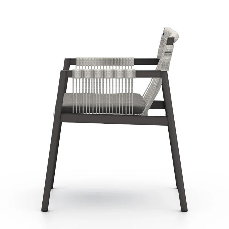 Gray Aluminum Outdoor Dining Chair with Woven Cushions