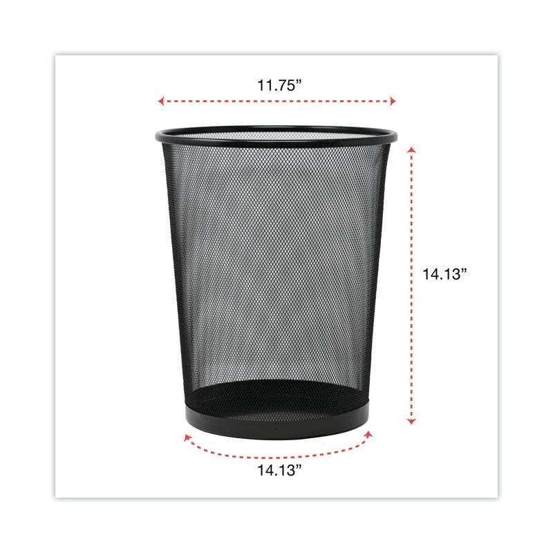 Black Steel Mesh Office Waste Basket - 4.5 Gallons