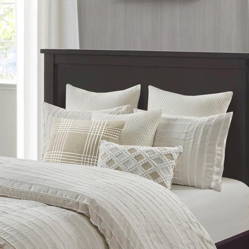 Ivory King Cotton Jacquard Down Alternative Bedspread Set