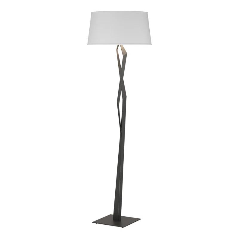 Facet 65.9'' Black Floor Lamp with Natural Anna Shade and LED Light