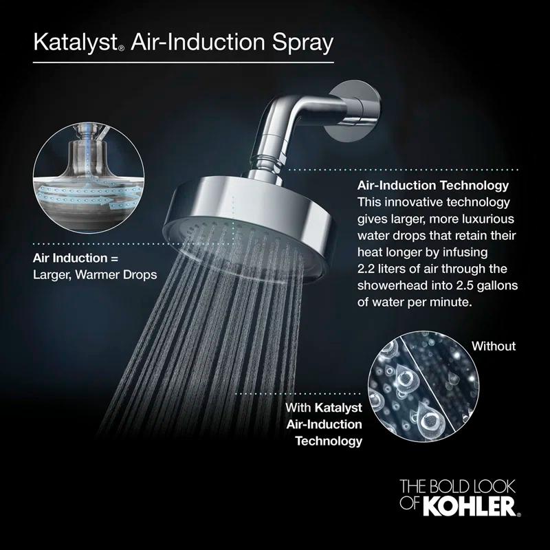 Kohler Purist 2.5 Gpm Multifunction Wall Mount Showerhead, Three Spray Settings, 5.5" High Pressure Spray Head