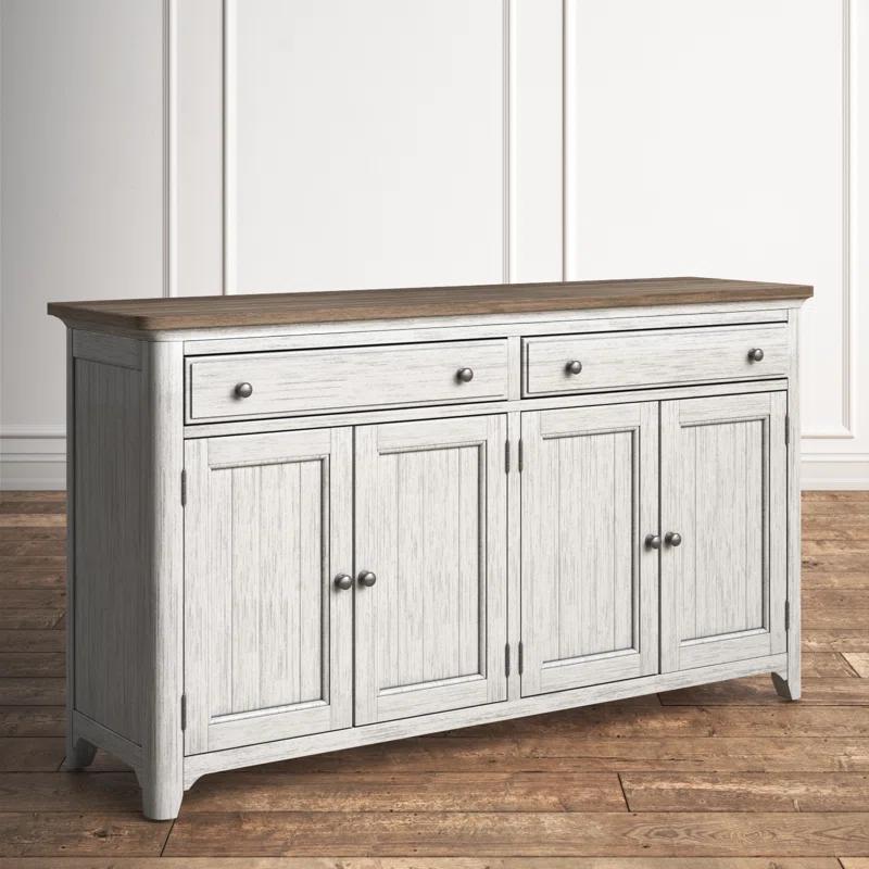 Harriett Transitional Antique White 68'' Pine Sideboard