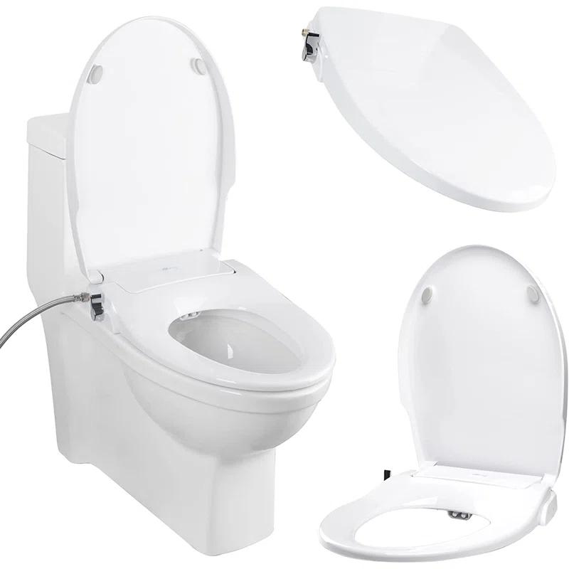 Bio Bidet by BEMIS Slim Zero Round Bidet Toilet Seat, Non-Electric, Dual Nozzles, Slow Close Lid and Night Light SLIMZEROR 000