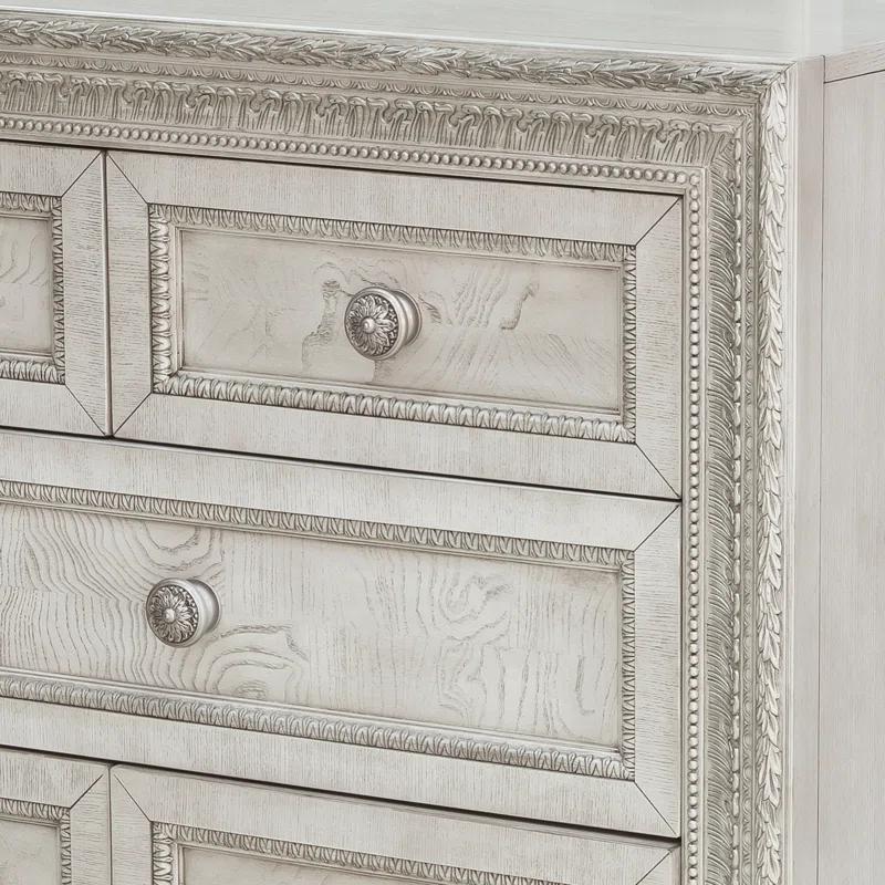 Elegant Cream 70'' Transitional Dresser with 8 Dovetail Drawers
