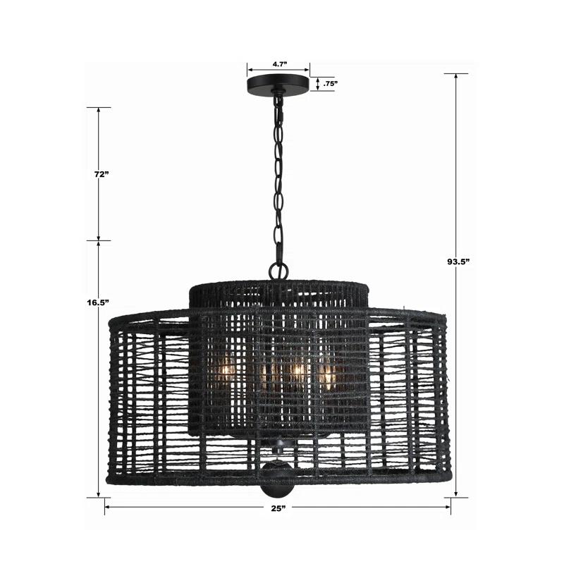 4 Light Chandelier-Matte Black Finish    -Traditional Installation Crystorama Lighting Jay-A5004-Mk