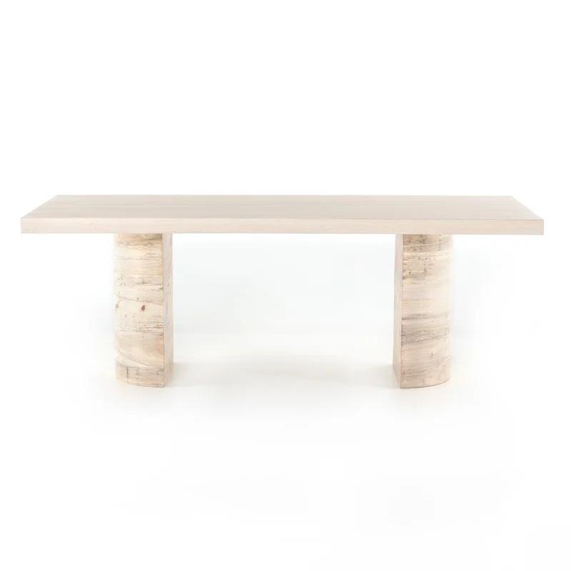 Modern Bleached Oak Veneer Rectangular Dining Table for Eight
