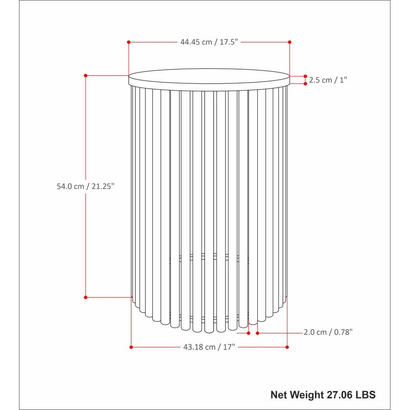 Lora Solid Wood Drum End Table