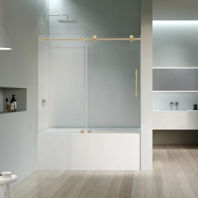 56" - 60" W x 58" H Single Sliding Frameless Tub Door