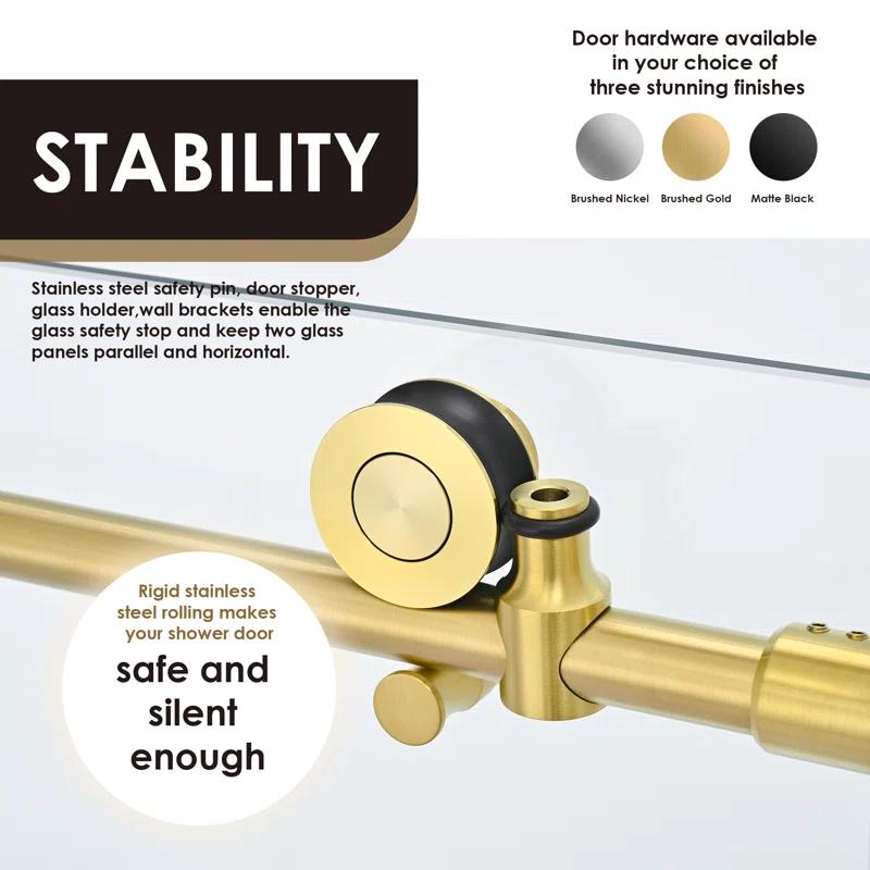 56" - 60" W x 58" H Single Sliding Frameless Tub Door